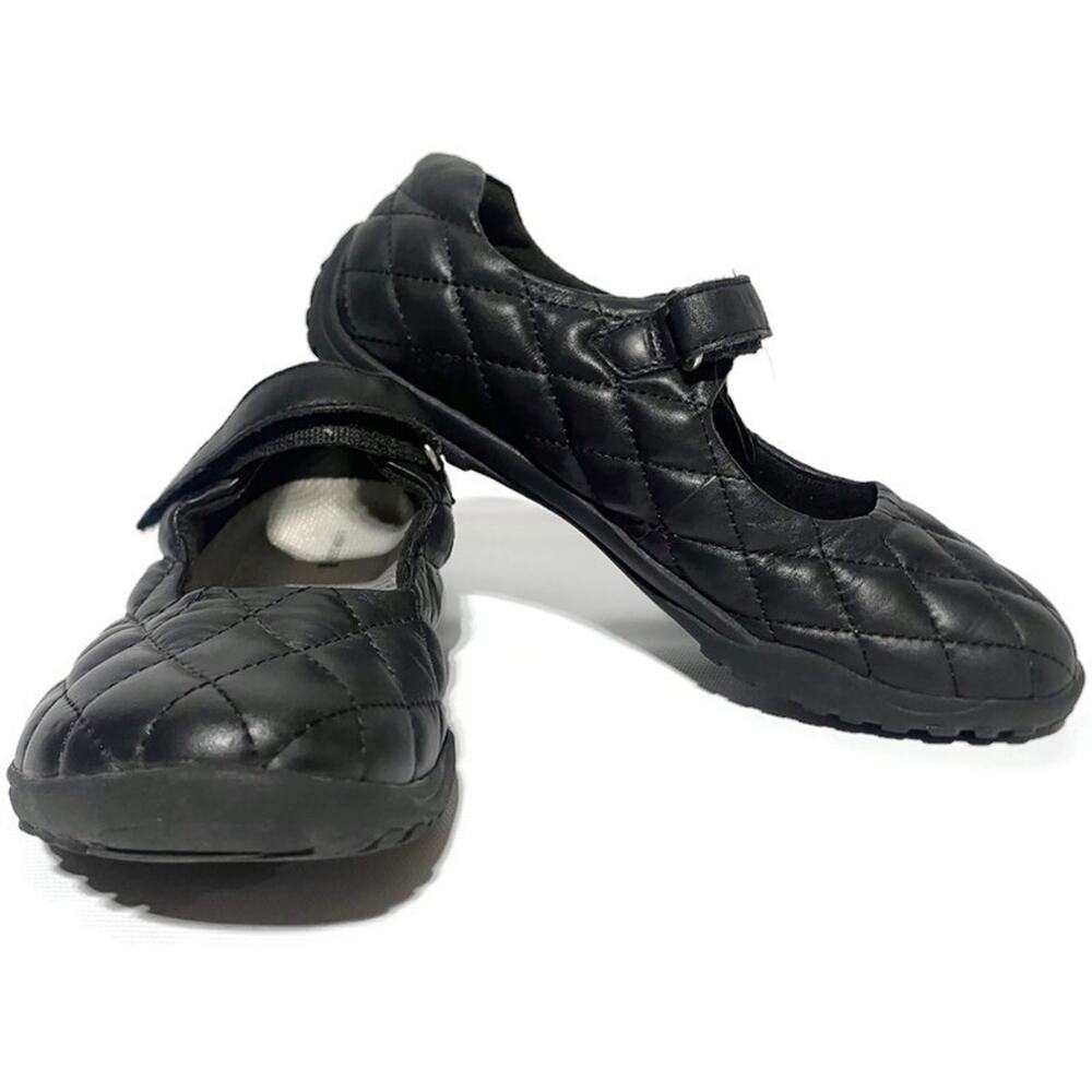 Lands' End Women's Mary Jane Shoes Size 6 Black Leather Quilted Strap Buckle - Picture 2 of 8